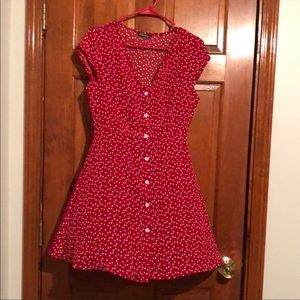 SHEIN Confetti Heart Button Front A-line Dress